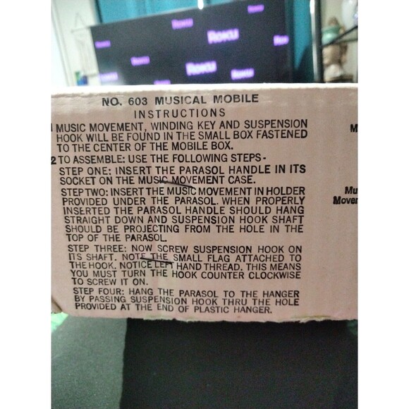 Vintage 1960's Revolving Working Dolly Toy Baby Crib Mobile In Box With Animals - Picture 6 of 9